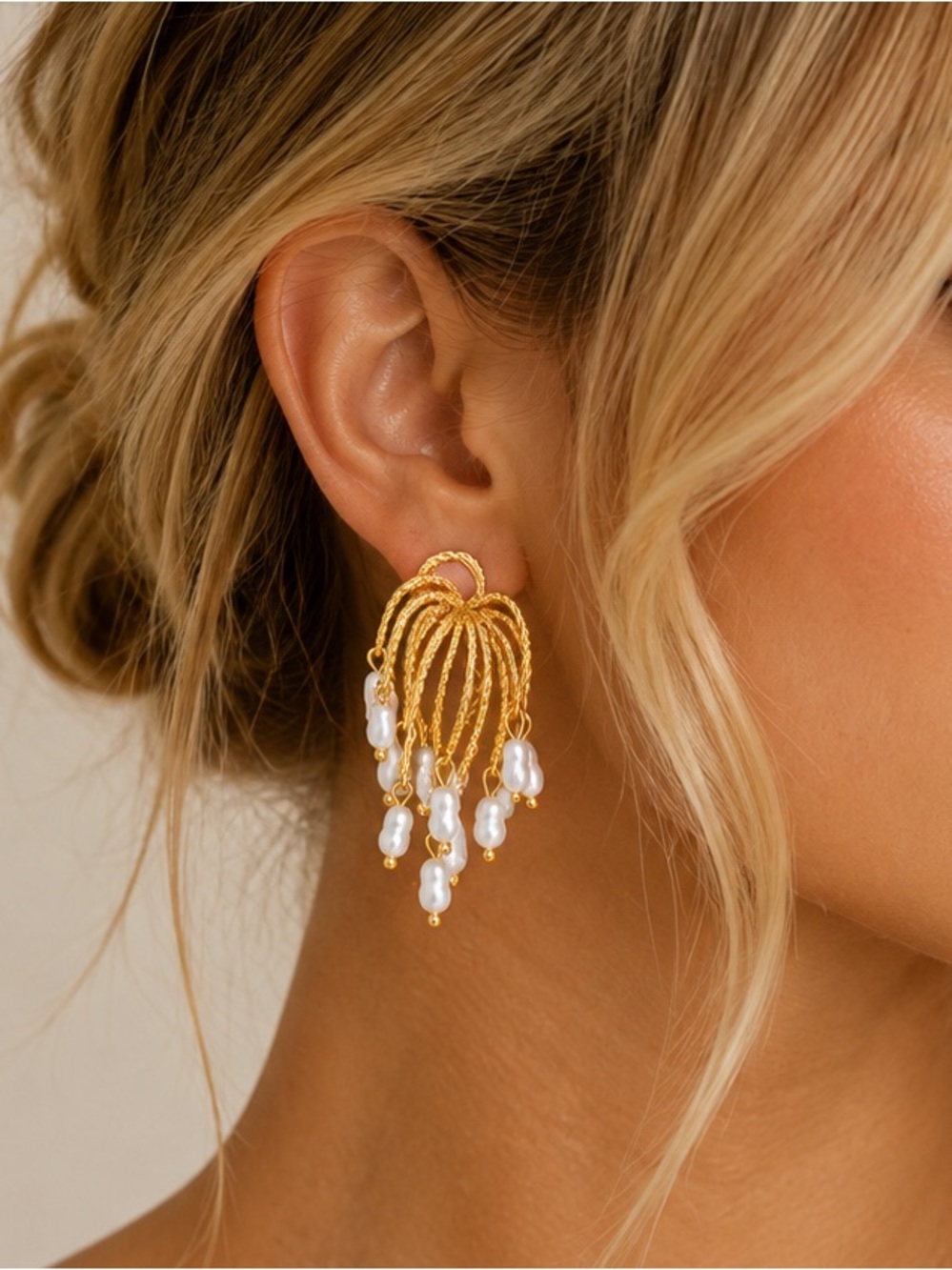 Vintage Gold Pearl Cascade  Earrings